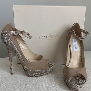Jimmy Choo Suede Snakeskin Heels SZ 41